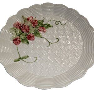 Vintage Bassano Strawberry with Vines Majolica Ceramic Plate/Platter/Tray